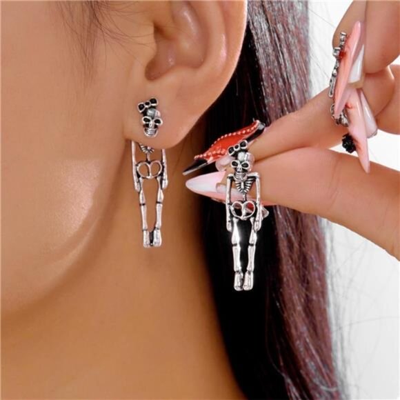 Halloween Skeleton Drop Earrings - Picture 4 of 11